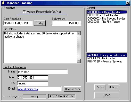 Response Tracking Form